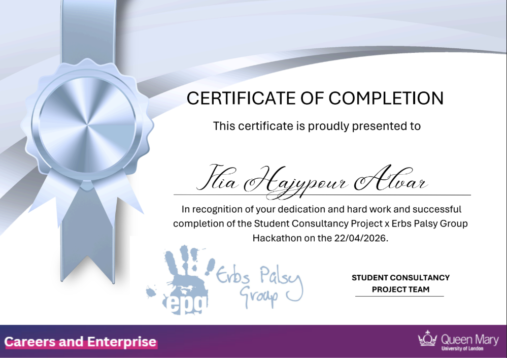 Student Consultancy Project certificate